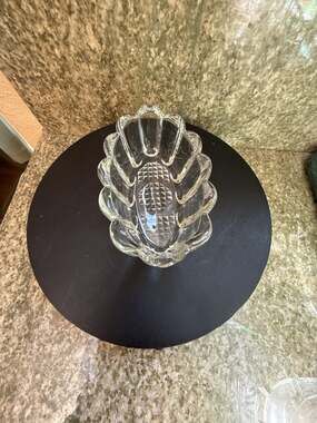 Princess House Heavy Clear Crystal Glass Spoon Holder Utensil Rest Pattern 438